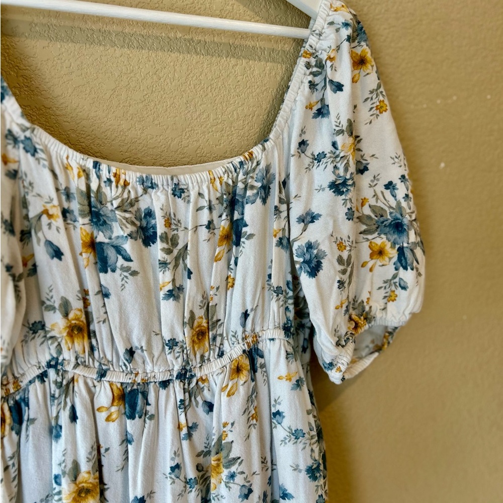American Eagle Outfitters Blue and Yellow Floral Mini Dress Size M Cottagecore - Picture 6 of 8